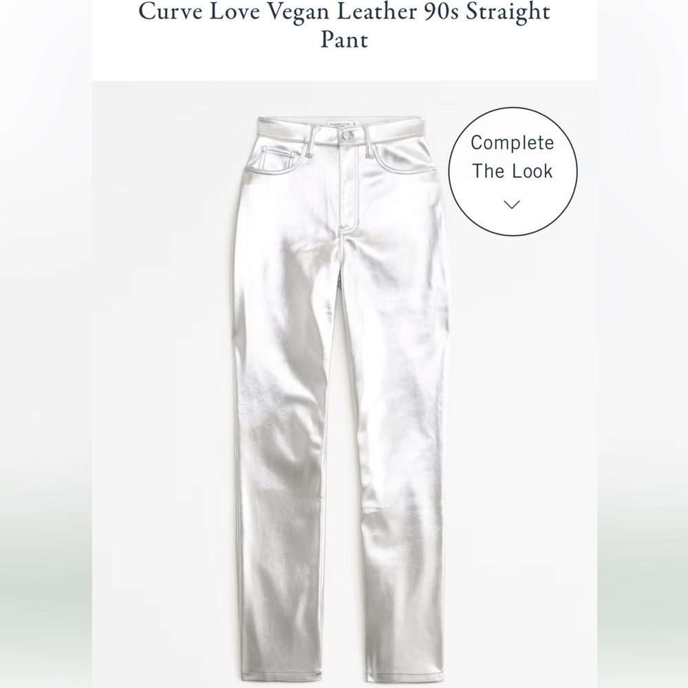Abercrombie & Fitch Curve Love Vegan Leather Silver Pants